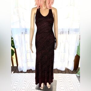 City Triangles Black and Red Halter Maxi Gown